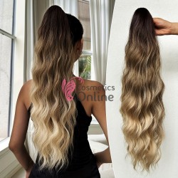 Extensie de par coada ondulata Deep Wave cu cleste 55 cm Cod 1955-4H60A Brunet cu Saten si Blond Ash Ombre